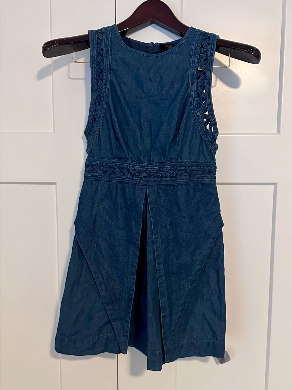 Free People New Romantics Highland Lattice Denim Mini Dress 2‎